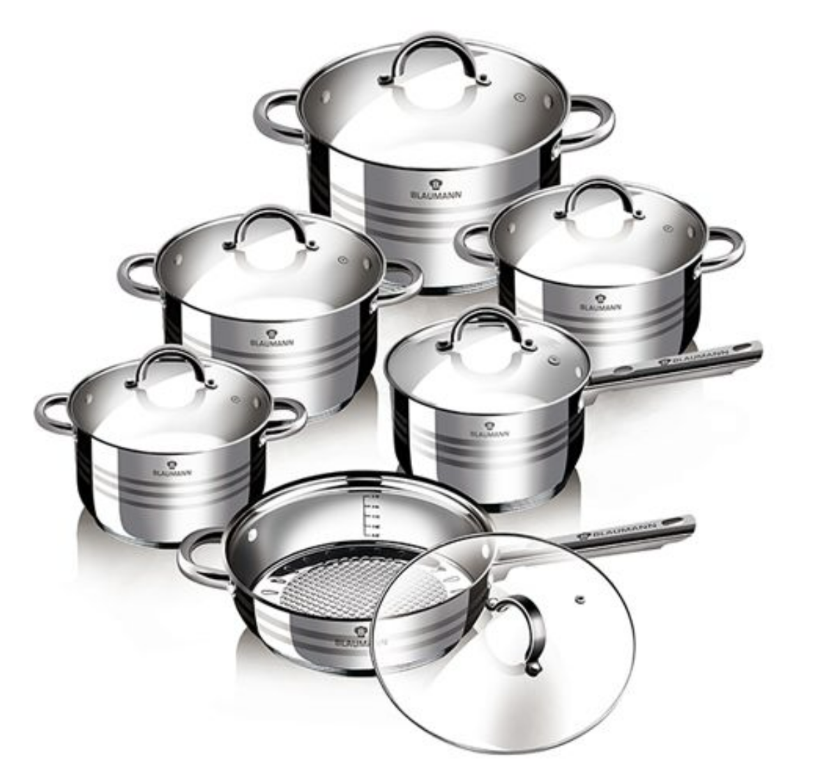 Blaumann 12-Piece Stainless Steel Induction Bottom Cookware Set